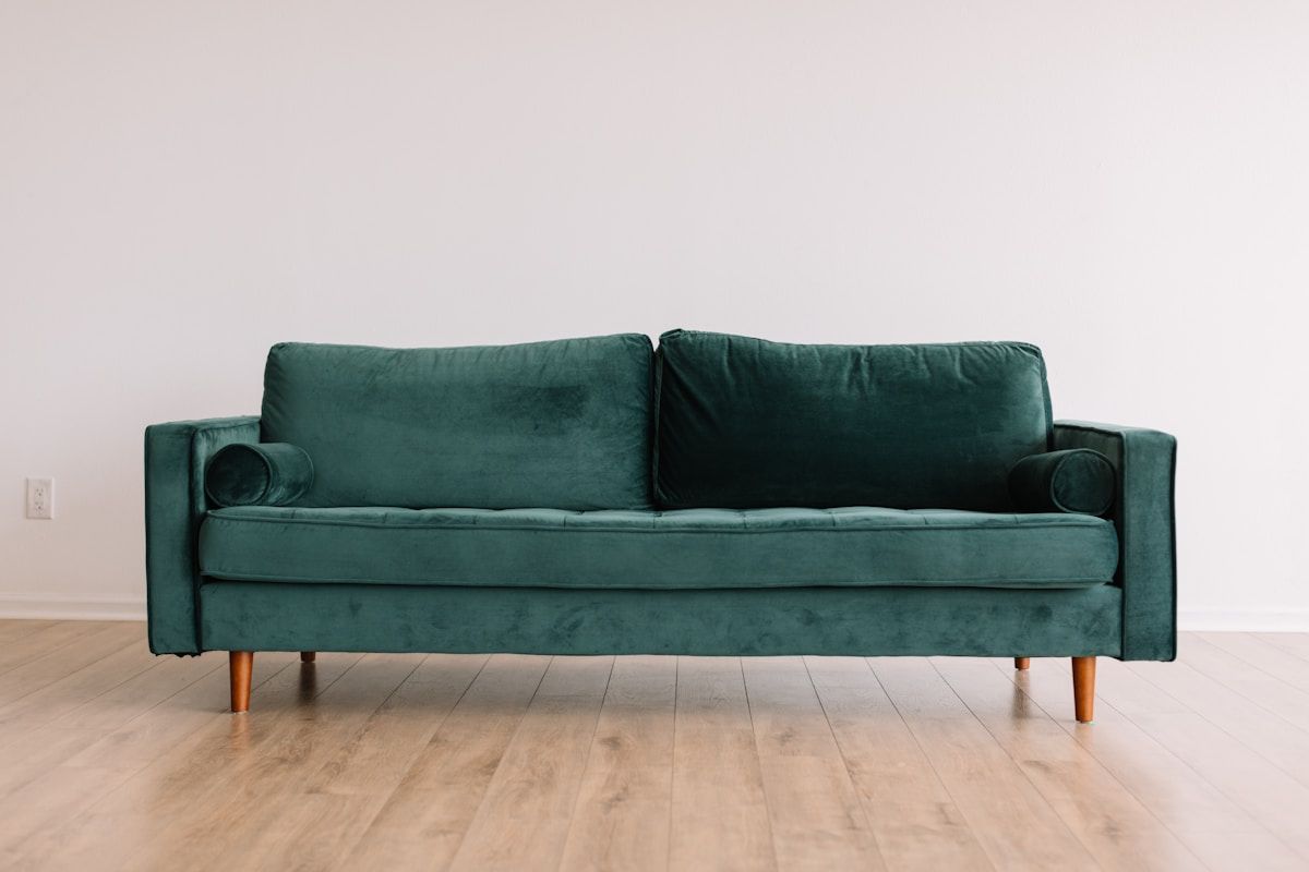 Elegant Velvet Three-Seater Sofa